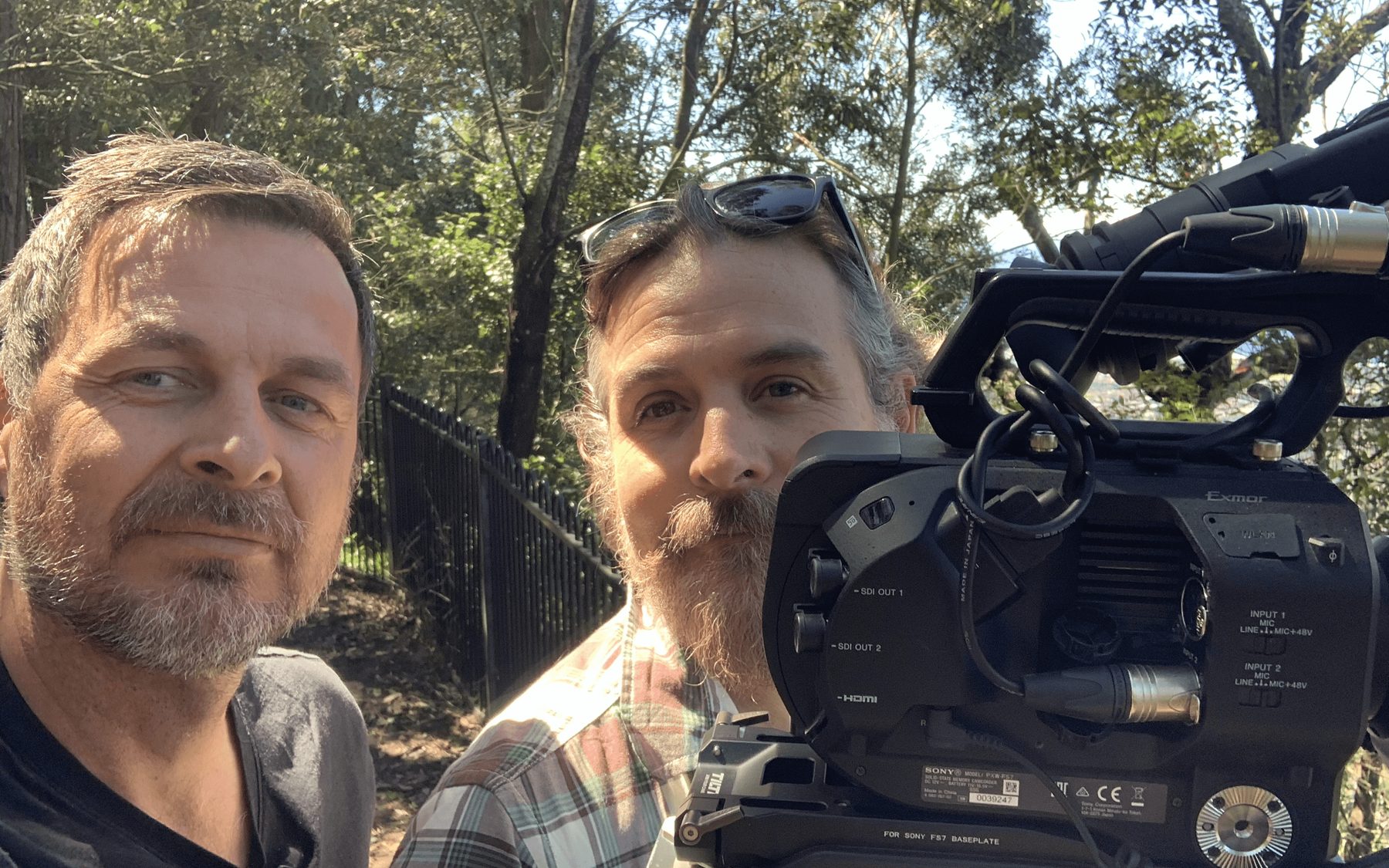 Camera department crew with Sony FS7 setup on location